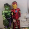 Bobby as iron man and Rían as the Hulk